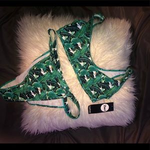 Boohoo Palm Leaf High Waisted Bikini